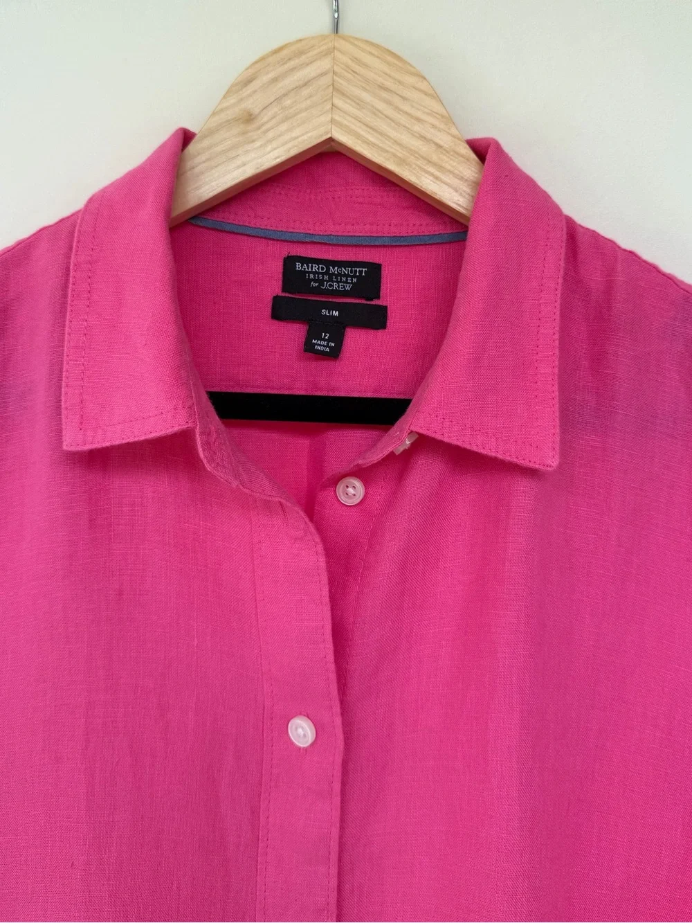 J.Crew Slim-fit Baird McNutt Irish Linen Shirt Hot Pink size 12